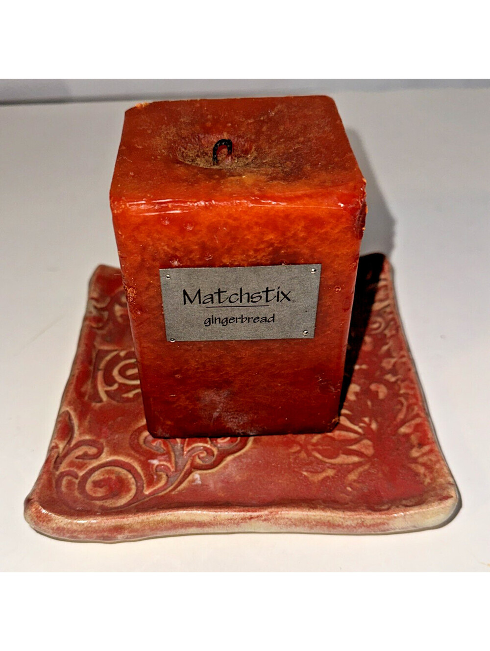 Tab Boren pottery Mississippi pottery company 6" square Candle Plate inc candle